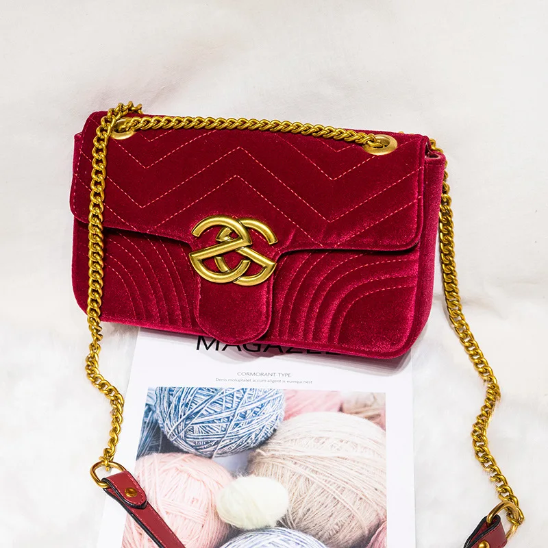 

chains flap bag women quilted letter velvet party bag luxury brand fashion lady messenger handbag 2018 Shoulder Shell Box Bags