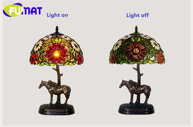 FUMAT Chrysanthemum Flower Stained Glass Desk lamp