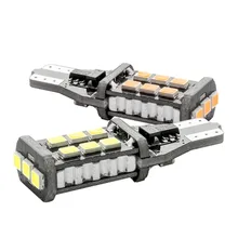 Bombilla trasera de coche T15 W16W WY16W 15 Led 2835 Smd, luz de freno, luz de marcha atrás de coche, luz diurna, rojo, blanco, amarillo, ámbar, 12V, 2 uds.