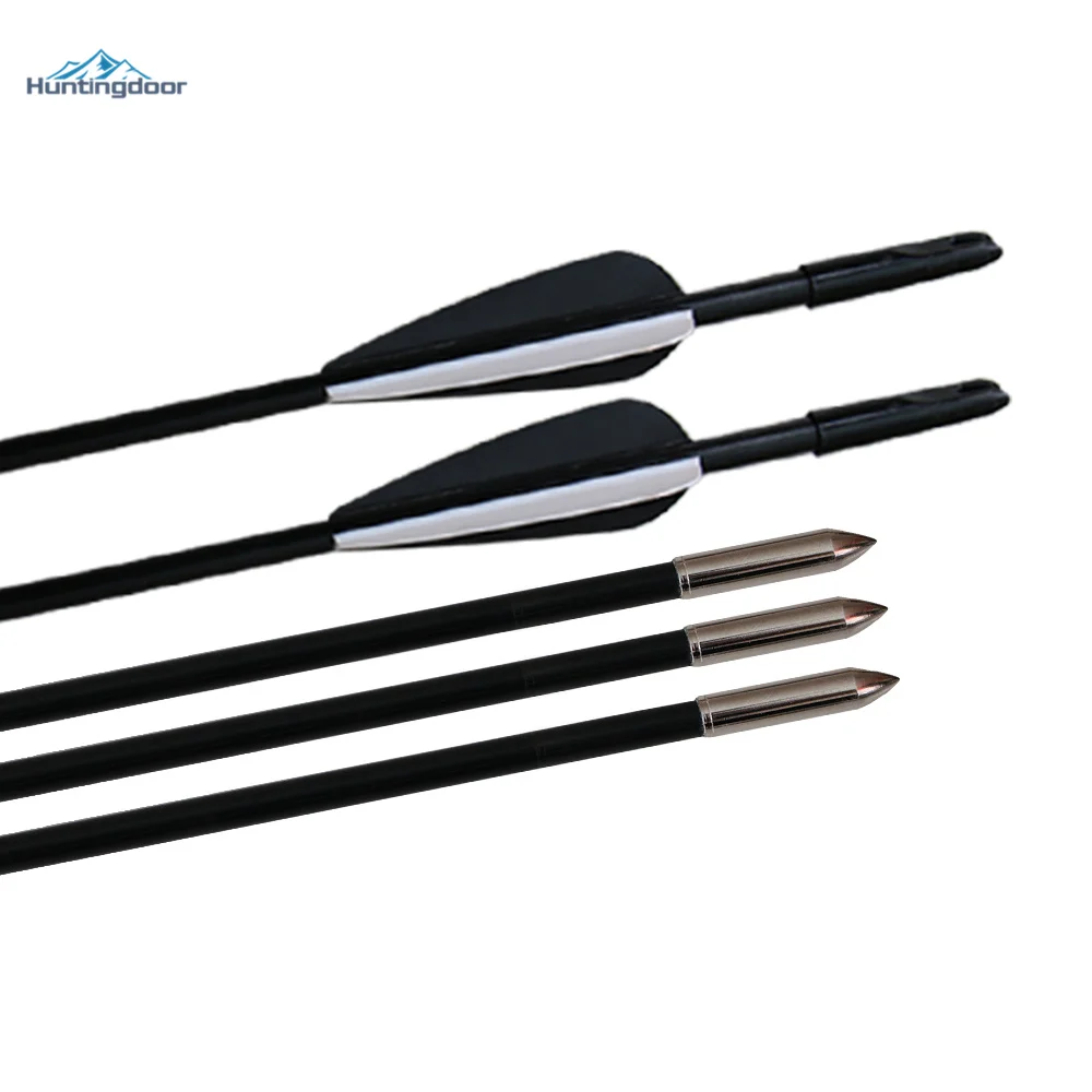 24pcs 79cm Archery Hunter Arrow Black White OD.6mm Shooting Practice