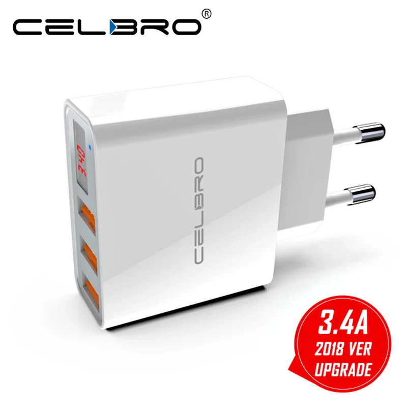 3 Dual Usb настенное зарядное устройство 3.4a светодиодный дисплей путешествия USB