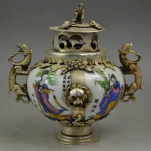 2 шт. картина на фарфоре 8 Бог жизни инкрустация Бронированный дракон благовония горелка пара украшения завод латунь Искусство розетки