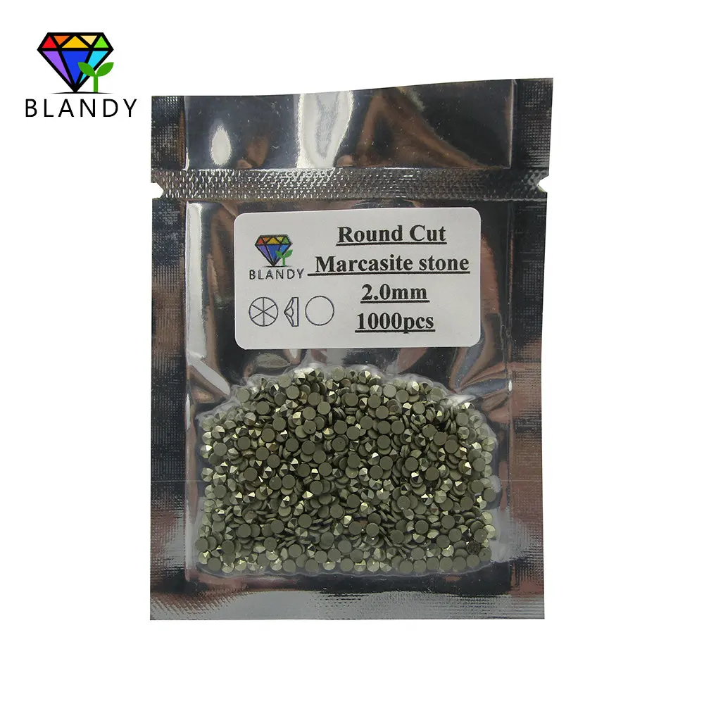 

Free Shipping 1.0~2.0mm Round Cut Flat Back Loose Natural Marcasite Stone For DIY Jewelry High Quality