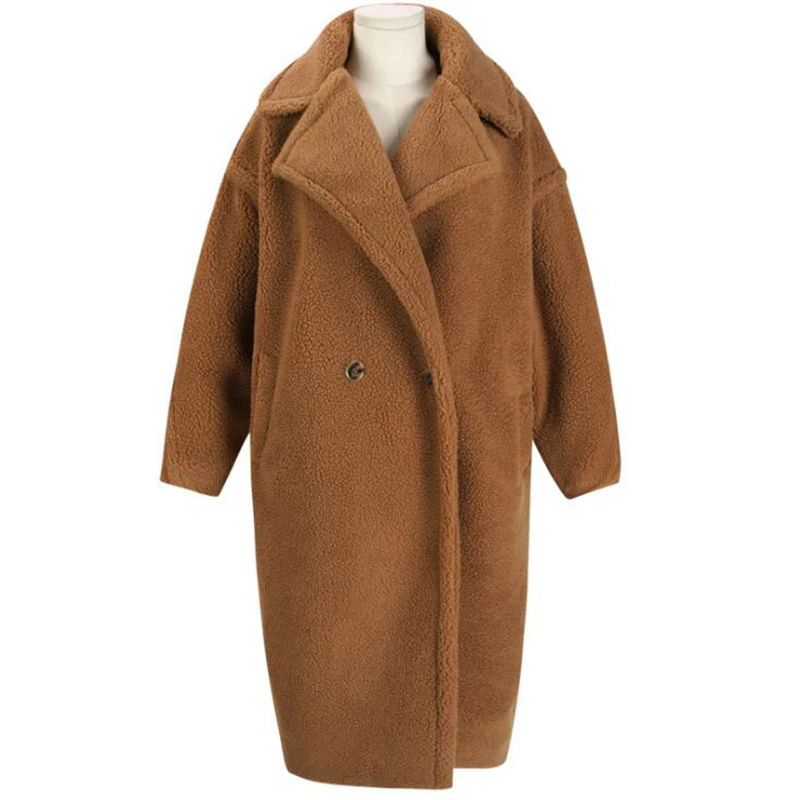 Winter Faux Fur Long Coat Women High Street Oversized Jackets And Coats Ladies Lamb Wool Coat Faux Fur Coat