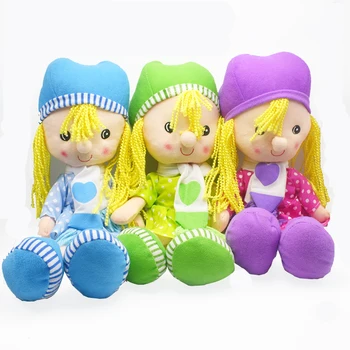 

New Fashion 38CM Bule/Green/purple Cute Plush Cloth Dolls Soft Stuffed with Hat and Scarf Girl Doll Toys for Girls Birthday Gi
