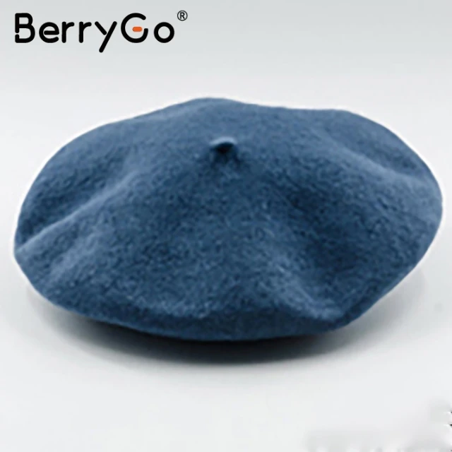 BerryGo, зимний шерстяной женский берет шапка Кепка, Повседневная Уличная одежда, Черный берет, кепка, элегантный теплый осенний женский Французский Берет, шапочка - Цвет: Color13