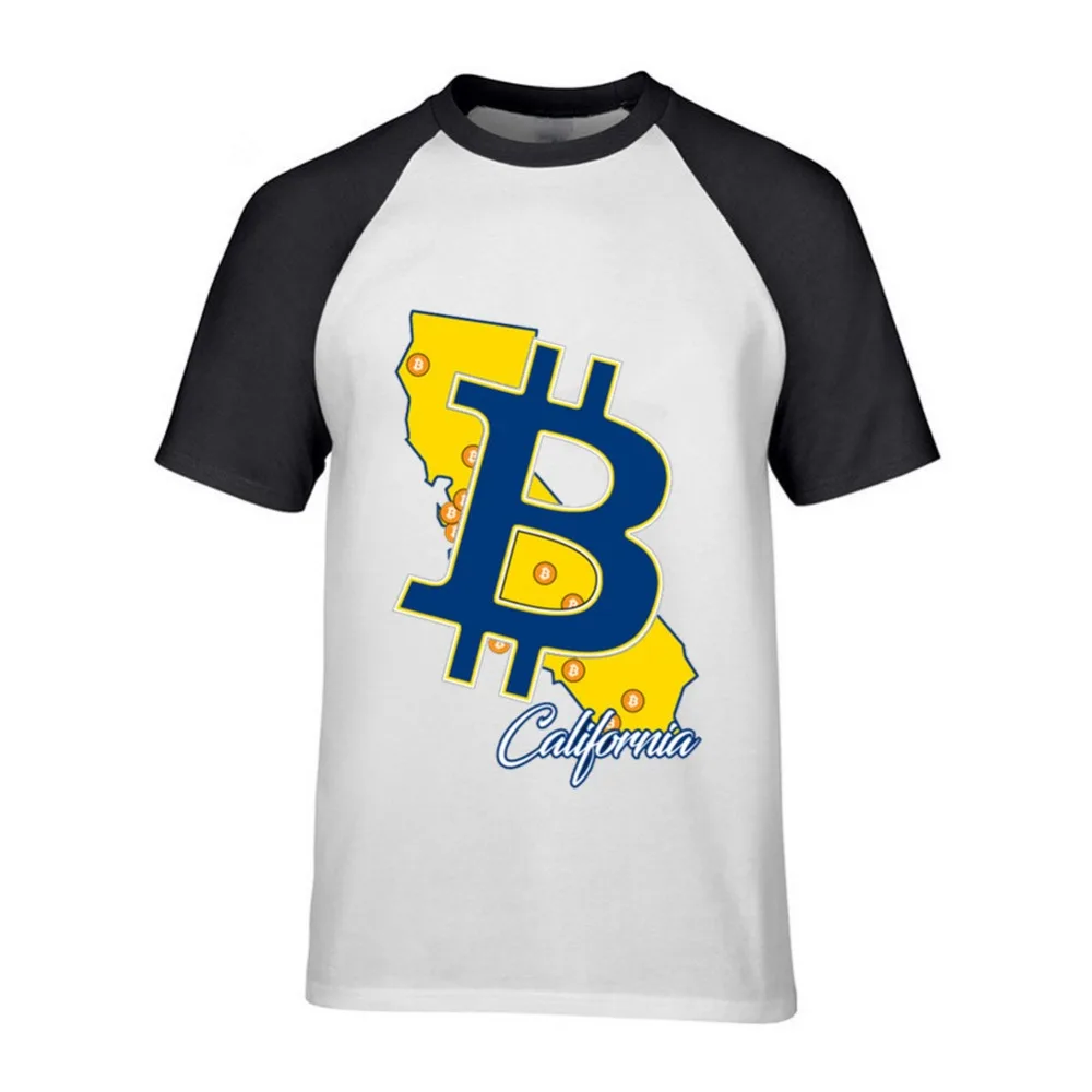 Новые забавные мужские футболки Биткоин в криптографии для флага Калифорнии с