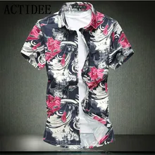 Мужская Повседневная рубашка с принтом, короткий рукав размера плюс M-4XL 5XL 6XL 7XL, модный летний стиль, мужская гавайская рубашка 5z