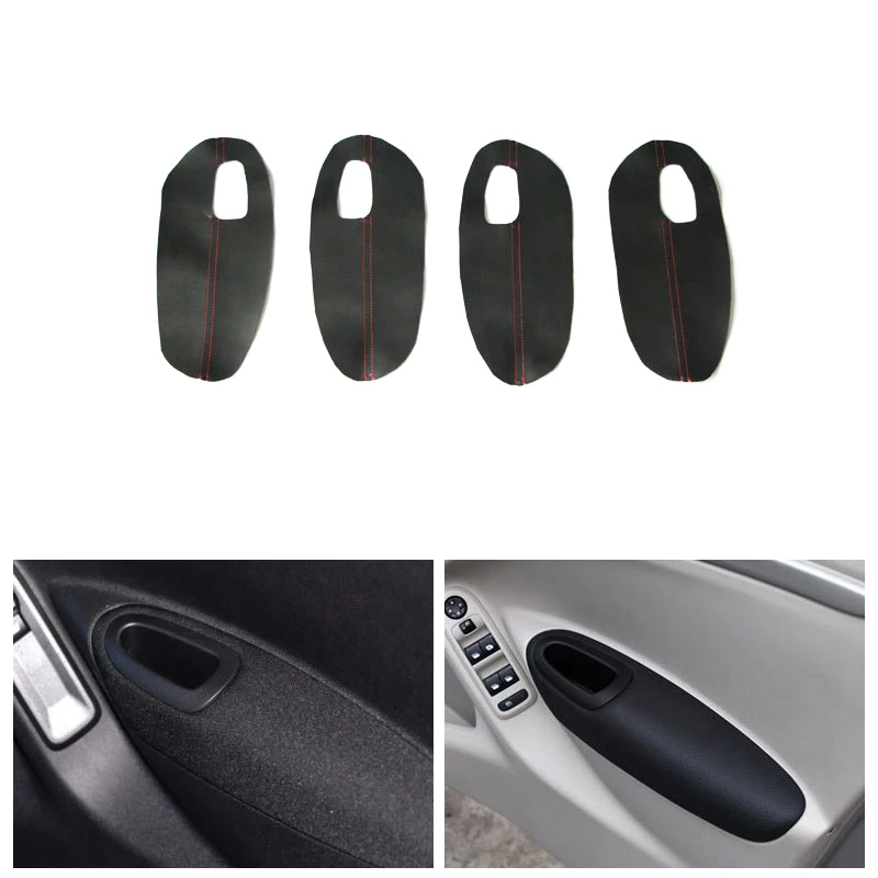 

4PCS Car Interior Microfiber Leather Door Armrest Panel Cover Protective Trim For Peugeot 301 2014 2015 2016 2017 2018