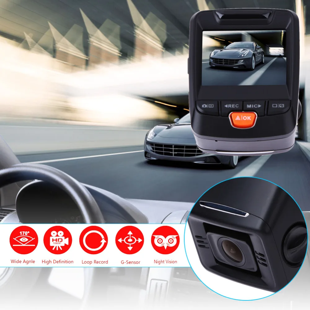 

2.4" LCD FHD 1080p 170 Wide Angle Dashboard Camera Recorder Car Dar Wdr Dash Cam with G-Sensor, DVR, Loop Recording