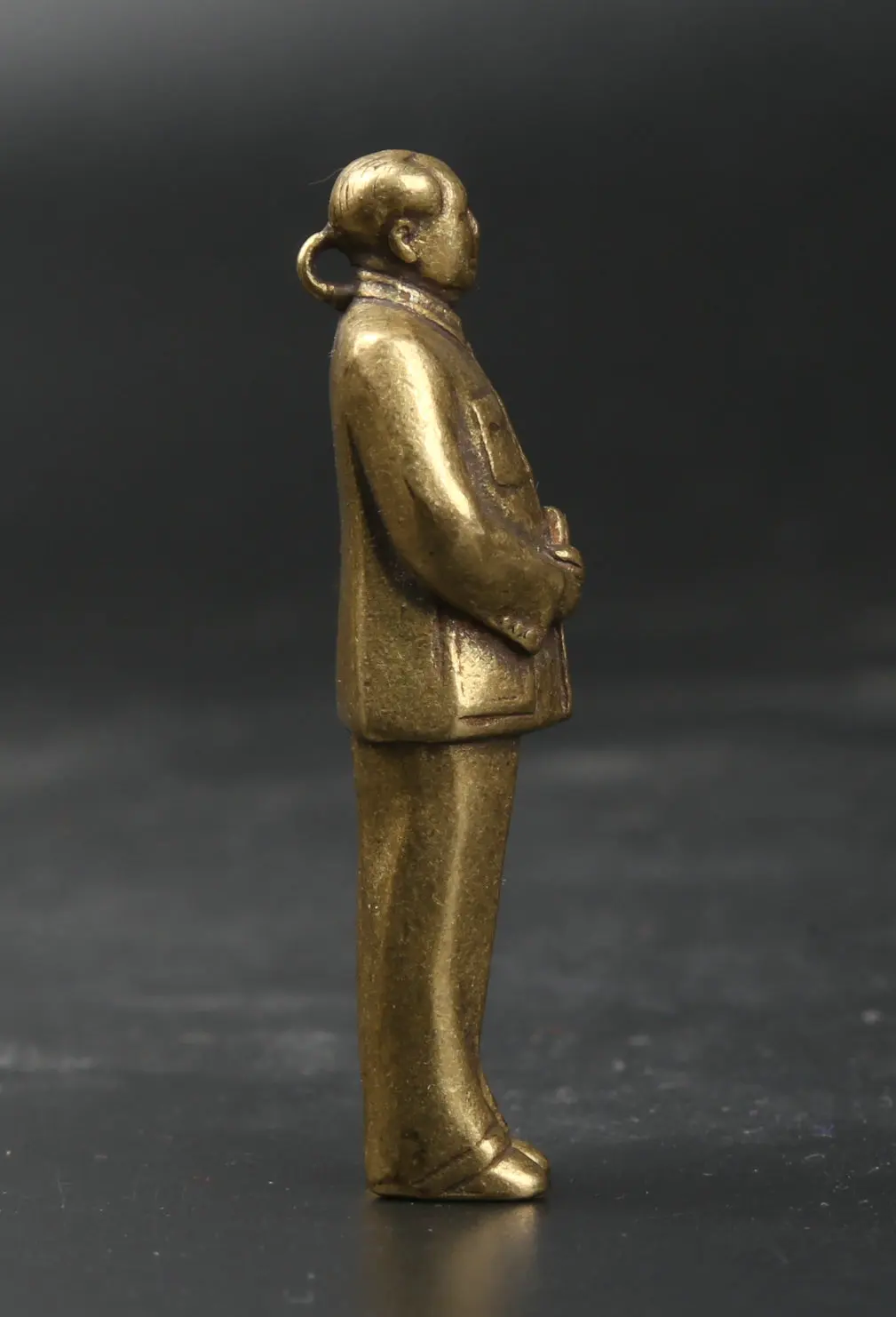 51 мм/2 дюйма коллекция Curio Редкий китайский фэншуй маленькая бронзовая Изысканная великая статуя руководителя Мао Цзэдуна 33 г