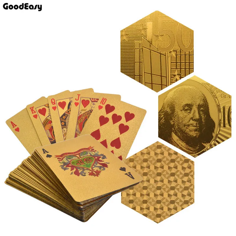 Покер Роскошные 24k золотые фольги покерные игровые карты водонепроницаемые золотые игральные карты фольги Покер ПВХ волшебные карты настольные игры казино аксессуары