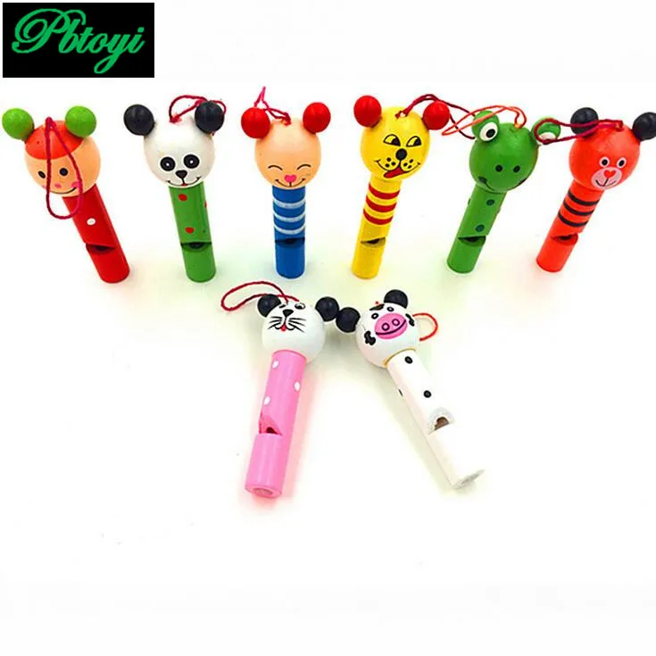 Small wooden whistle cartoon children wind Instruments Infant educational early childhood toys 3pcs/set TH696