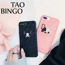 

Cute Cartoon Dog lace in the pocket PU For iphone 8 8plus For iphone 7 case For iPhone 7 7 Plus 6 6S Plus Fundas Capa Cover
