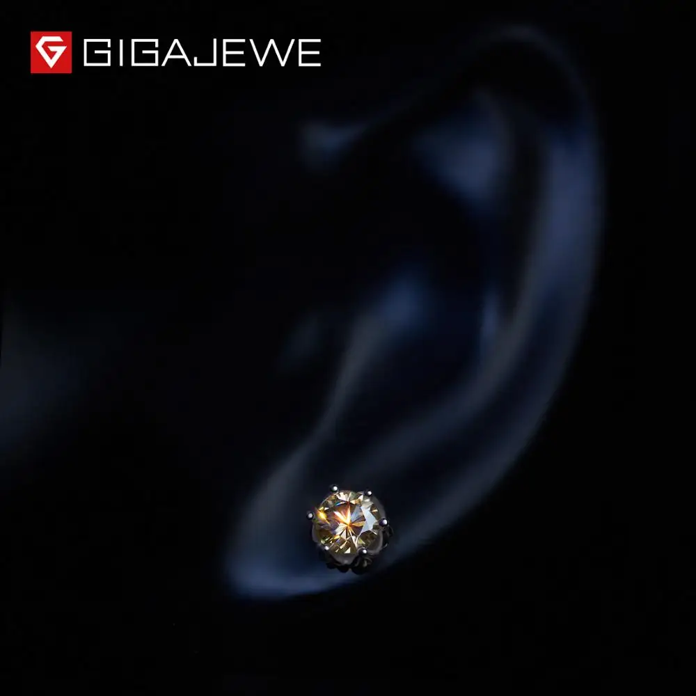 GIGAJEWE всего 1.2ct бриллиант цвета шампанского тест прошел лабораторный драгоценный камень муасаниты серебряные серьги подарок подруге Специальная цена