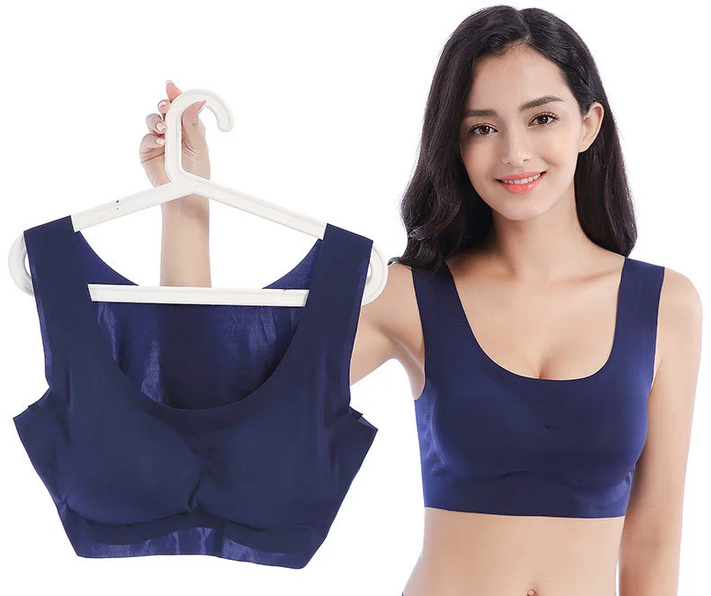 Queenral Plus Size Bras For Women Sexy Seamless Active Bra Big Size Vest Bralette 3XL 4XL 5XL 6XL Push Up Wire Free Brassiere   3