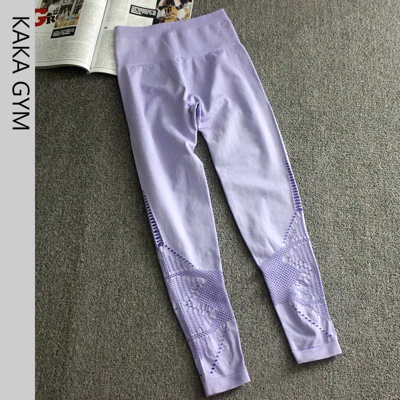 

Seamless Leggings For Women Gym High Waist Tummy Control Workout Squant Pants Ankle Hollow Out Pink Yoga Pants