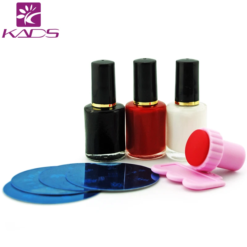 

Nail Print Machine, DIY Nail Art Stamping Kit 3pcs 10ml nail+4 pcs image plate +scraper and stamp