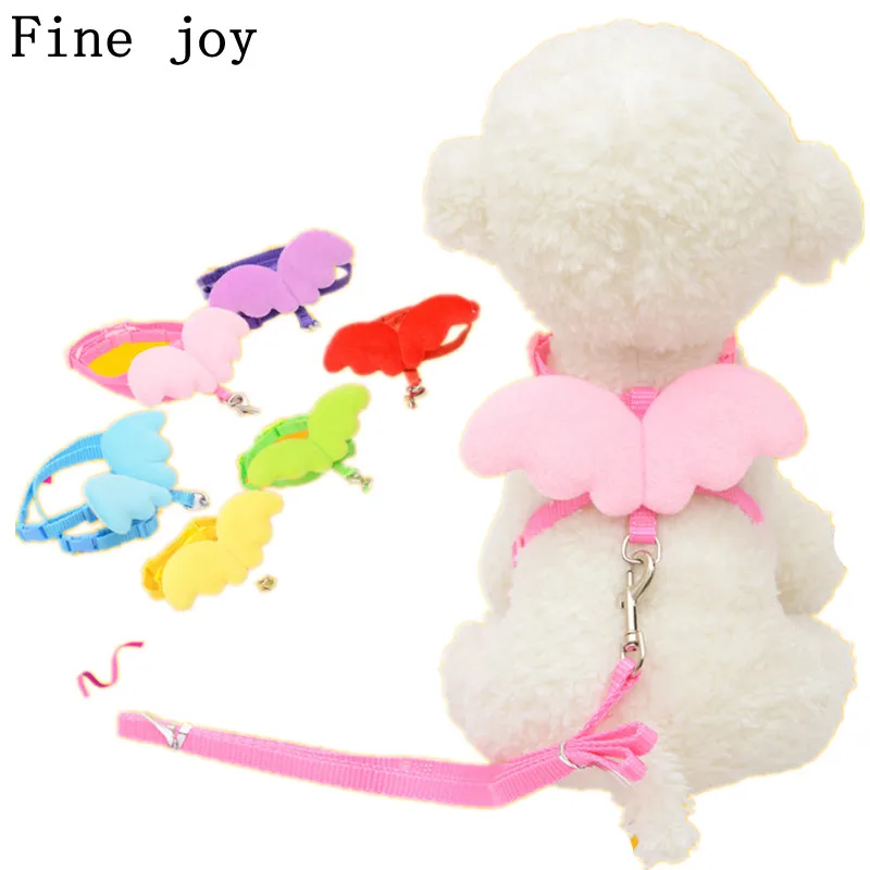 

Fine joy 1pcs Cute Angel Pet Dog Leashes and Collars Set Puppy Leads for Small Dogs Cats Designer Wing Adjustable Dog Harness