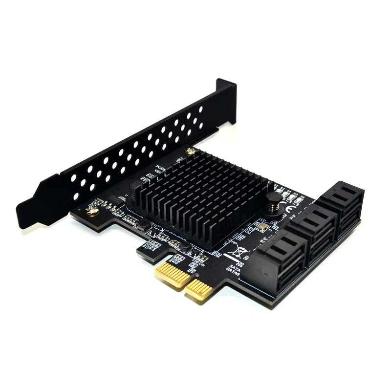 Для микросхемы Marvell 88Se9215, 6 портов, Sata 3,0, Pcie, плата расширения, Pci Express, Sata адаптер, Sata 3, конвертер с радиатором для