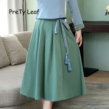 Весенняя хлопковая юбка на шнуровке