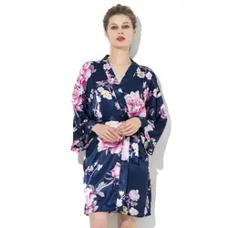 YUXINBRIDAL халаты с цветочным принтом цветочный атласный Шелковый Свадебный невесты кимоно для невесты Халаты вечерние халат атласный