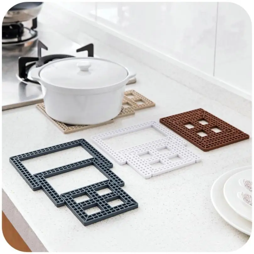 

Creative Square Folding Potholder Collapsible High Temperature Insulation Pad Pot Pad Bowl Mat Pad Coaster
