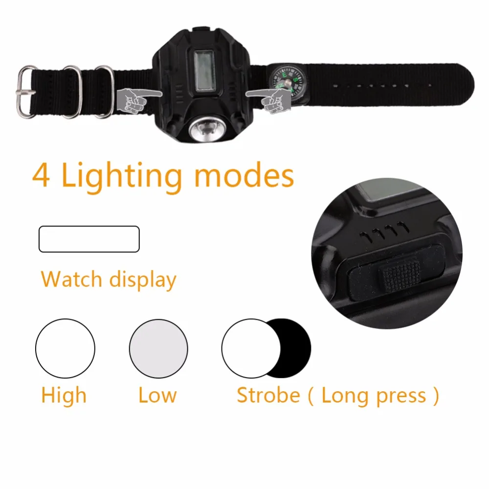Outdoor Travel LED Waterproof Indicator Shows Rechargeable Watch Flashlight Survival Tool Gifts Camping Hiking Compasses Outdoor Travel LED Waterproof Indicator Shows Rechargeable Watch Flashlight Survival Tool Gifts Camping Hiking Compasses