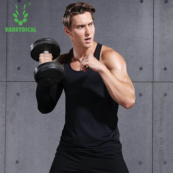 

Vansydical Fitness Running Vest Breathable Sport Tank Top Workout Quick Dry Gym Top Men T Shirt Sleeveless Undershirt Gym Shirt