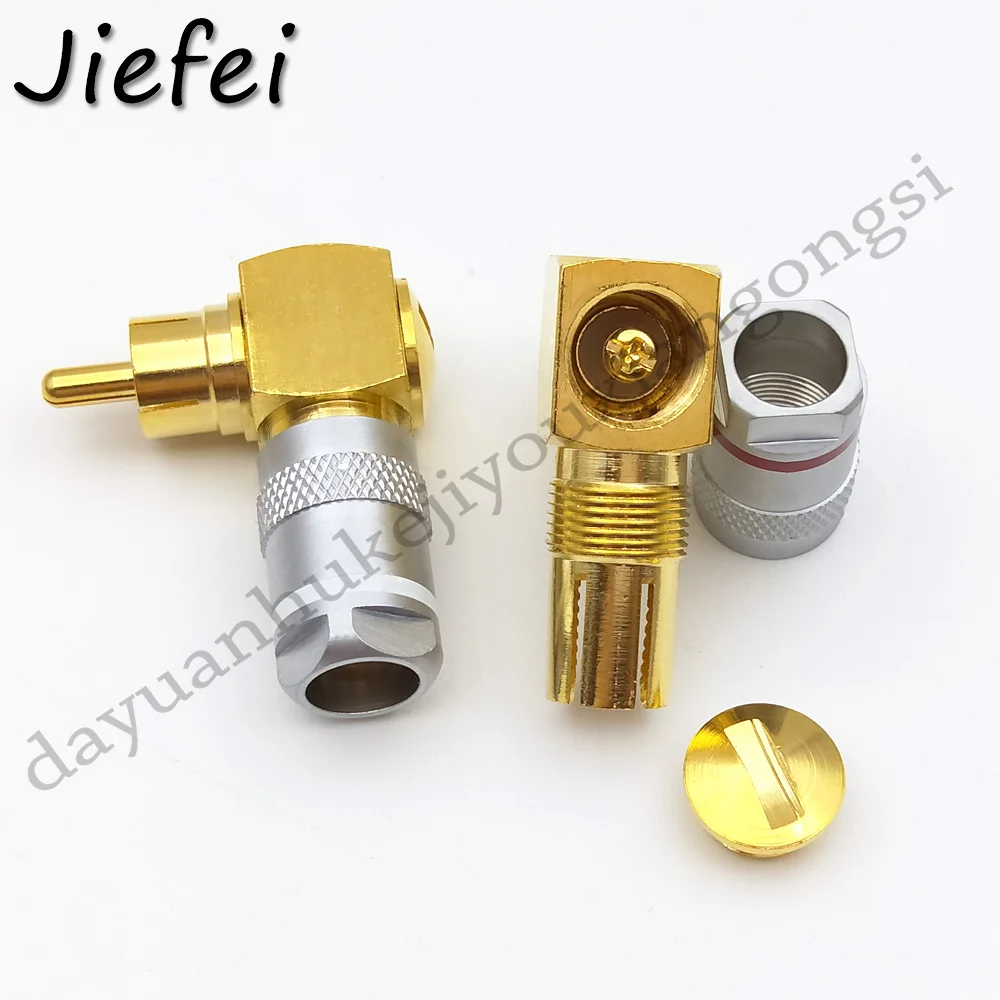 4 50pcs brass Right Angle 90 degrees RCA Gold Plated Male Plug Adapter For Headphone Audio Cable Audio And Video Connector