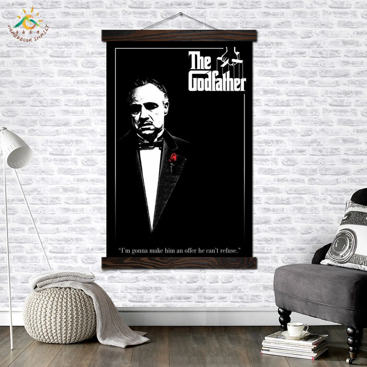 

The god Father Framed Scroll Painting HD Wall Art Hanging Canvas Painting HD Printed Pictures for Living Room Decoration