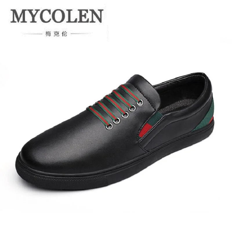 

MYCOLEN Brand Black Leather Fashion Sneakers High Quality White Men Casual Shoes European style Lace Up Men Shoes zapatillas