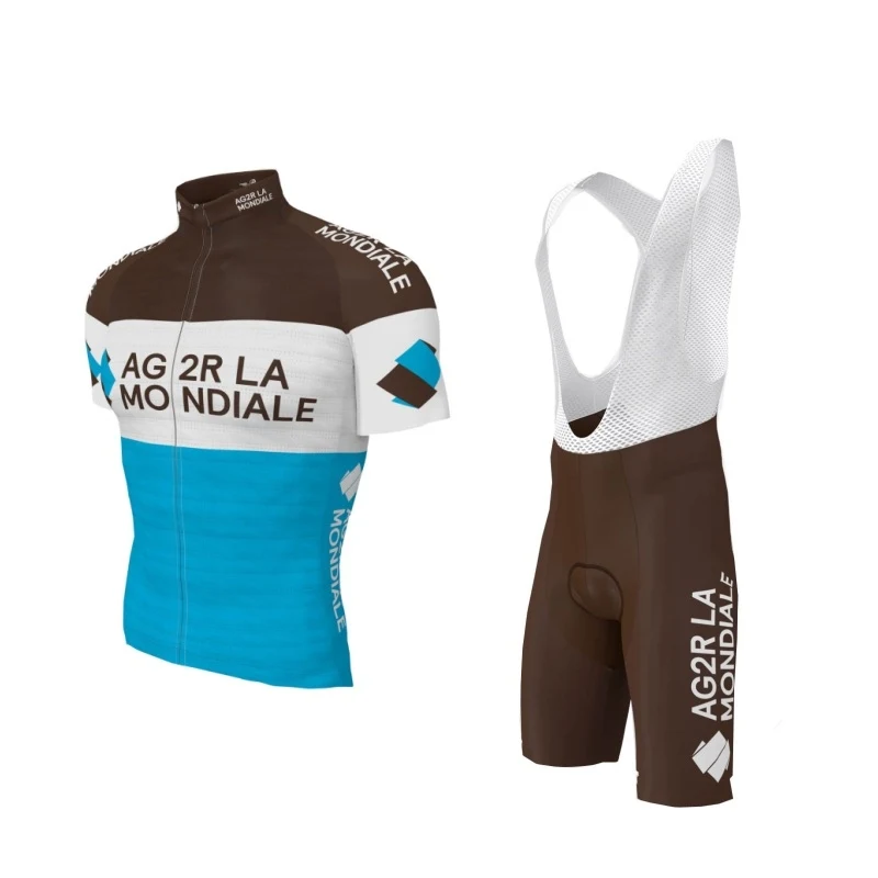 

2019 pro team AG2R cycling jersey sets Short sleeve bike cloth MTB Ropa Ciclismo Bicycle maillot jersey and bib shorts GEL pad