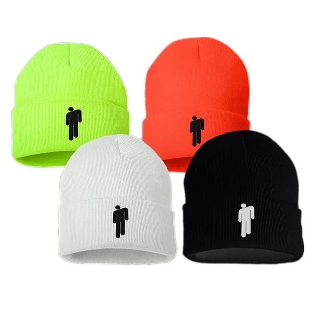 Прямая поставка, Billie Eilish, хлопковые повседневные шапочки для мужчин и женщин, вязаная зимняя шапка, одноцветная, хип-хоп, Skullies, шапка унисекс