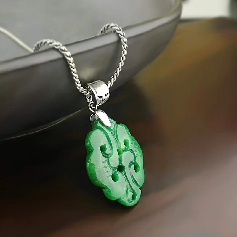 

Real Pure 925 Silver Pendant For Women With Ruyi Jade Natural Stones Ethnic Pendant Necklace Joyas De Plata 925