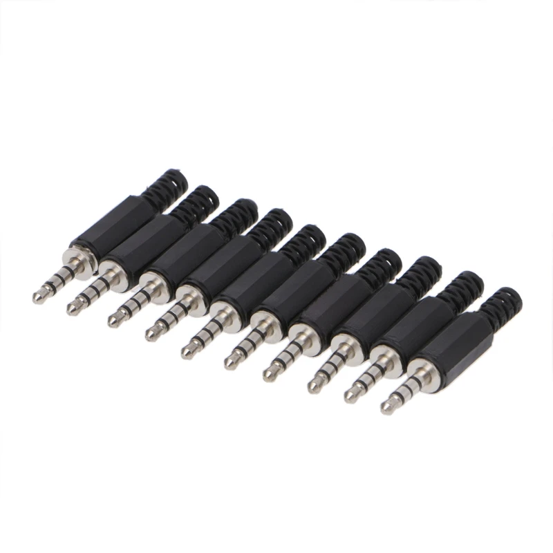 

10 Pcs 3.5mm 1/8" Jack 4 Pole Stereo Audio Male Plug Cable Connector DIY Soldering