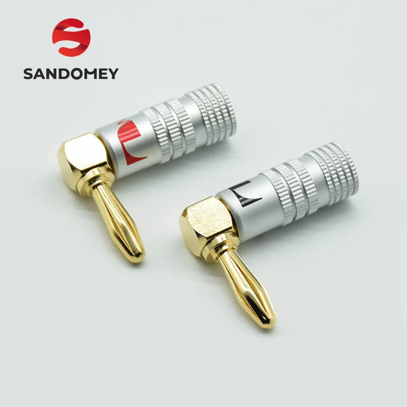 

2PCS Gold-Plated 24K Banana Plugs Right Angle 4mm Banana Plug For Video Speaker Adapter Audio Wire Cable Connector Nakamichi