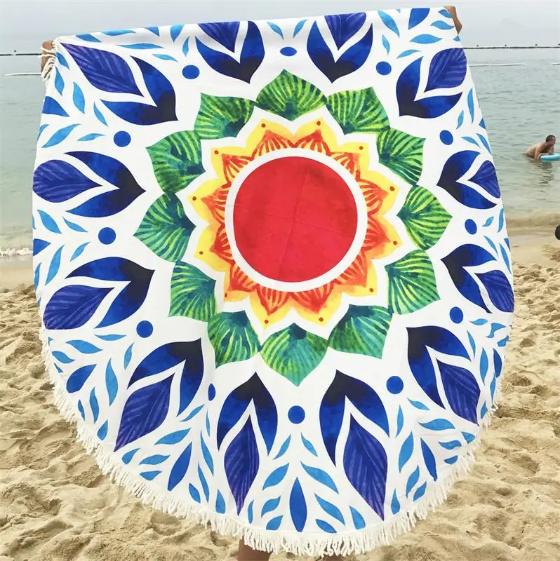 Цветочный кистями пляжный коврик индийская МАНДАЛА ГОБЕЛЕН навесной пляж бросок палантин коврик Хиппи Одеяло бикини покрытие