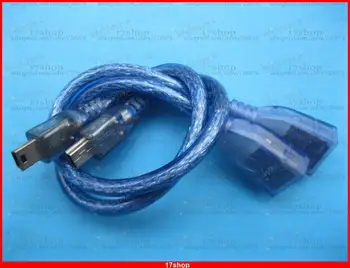 

10 pcs USB 2.0 A Female to Mini USB 5Pin Adapter Extension Blue Cable 28cm