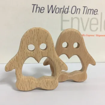 

10PCS Penguins Handmade Natural Newborn Beech Wooden Teether Toys
