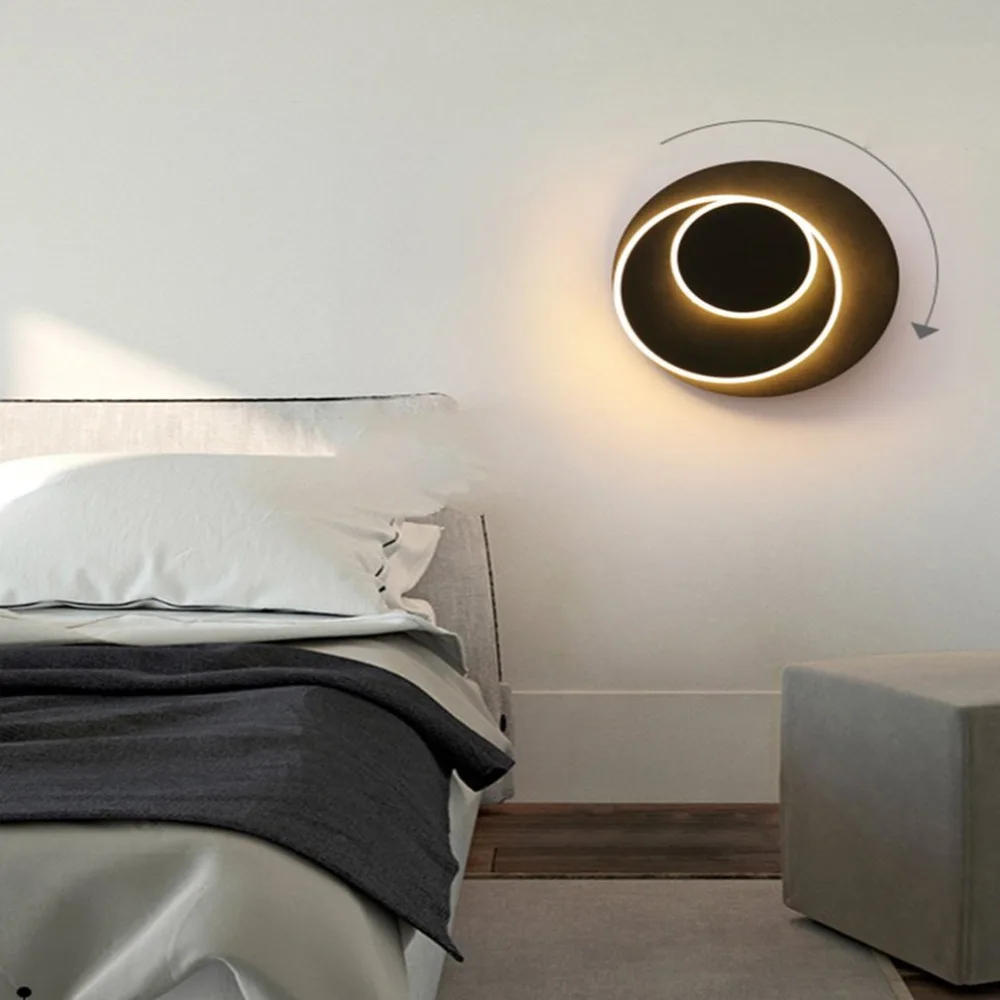 

5W LED Acrylic Wall Fixture Light Adjustable Chasing The Moon Lamp Black Shell
