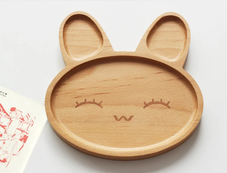 Кролик деревянные тарелки набор Дети милый лоток ручной работы суши закуски посуда с изображениями фруктов посуда кухонные аксессуары
