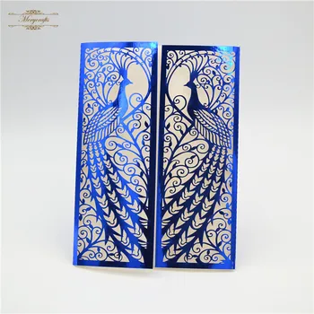 

12pcs free shippment metallic blue butterfly elegant laser cut wedding invitations