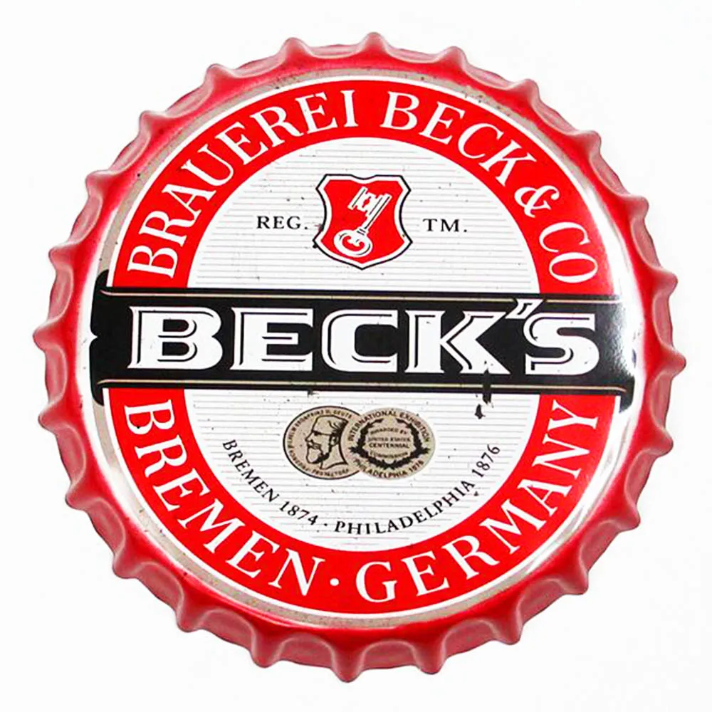 Billige 35cm Flasche Kappe Metall Zinn Zeichen Bier Cafe Bar Dekoration Platten Retro Dekoration Wand Kunst Plaque Vintage Wohnkultur poster