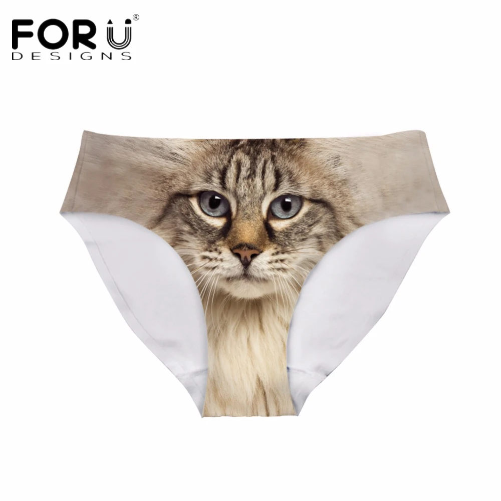 Женские бесшовные трусики FORUDESIGNS с 3d рисунком животных совы кота киски собаки