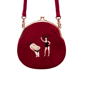 

HOT! YIZI women Vintage bag Velvet Embroidery Women Messenger Bags In Semi-circle Round Shape Original Designed