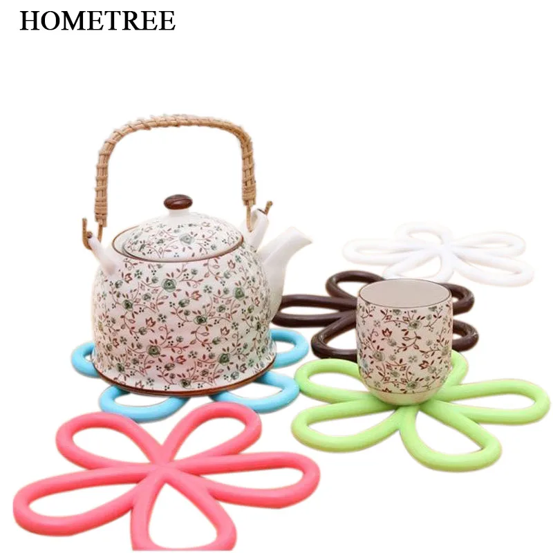 

HOMETREE Fashion Style and Lovely Cup Coaster Sets Special Creative Flower Shaped Silicone Cup Coaster & Coffee Placemat H606