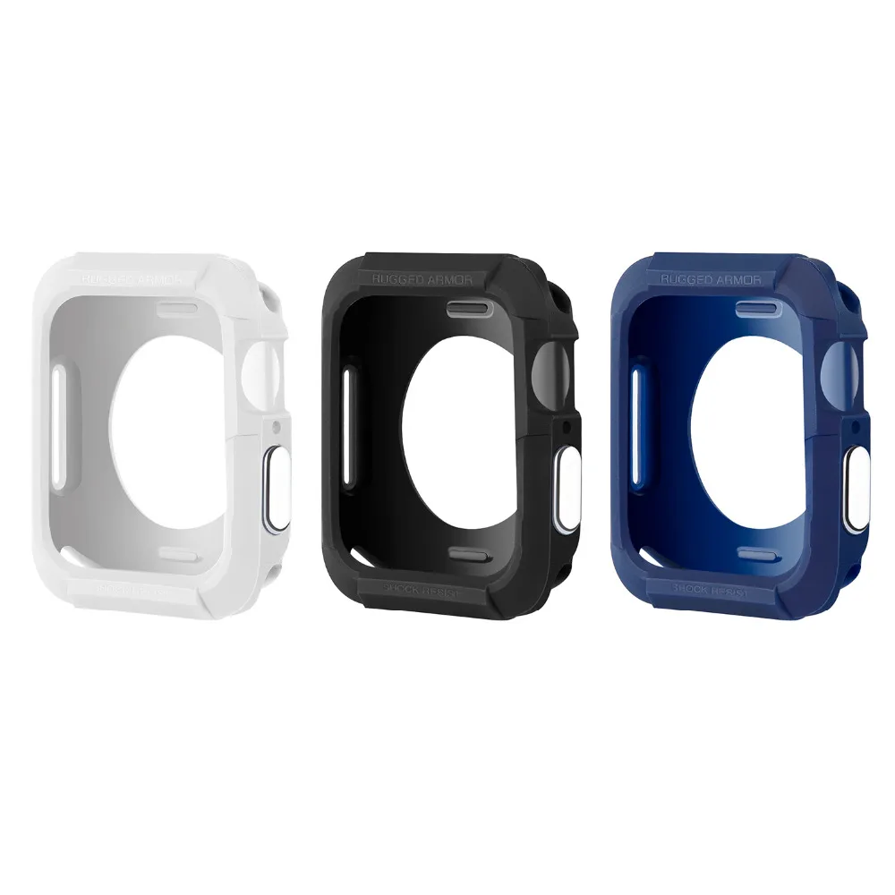 

New Rugged Armor Rubber Protector for Apple Watch 40mm 44mm Frame Protective Cover Case for iWatch 4 Apple Watch Accessories