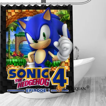 

Custom Sonic New Arrival Polyester Fabric Printing Shower Curtain Waterproof With Hooks Bath Curtain For Bathroom Gift