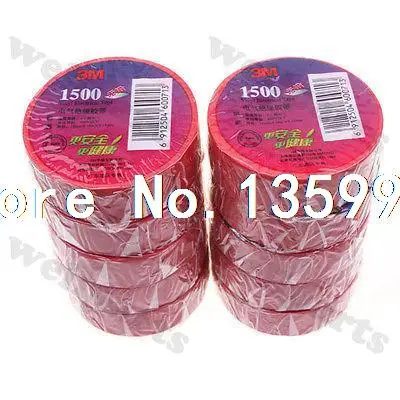 

10 Rolls 3M 1500 Vinyl Electrical Tape Insulation Adhesive Tape Red